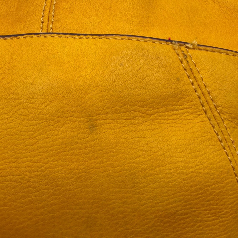 B. Makowsky Yellow Pebbled Leather Shoulder Bag Hinge Lock Hobo Purse - Picture 5 of 10